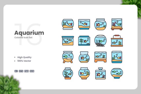 Aquarium Color Icons – A Versatile Graphic Asset for Modern Design