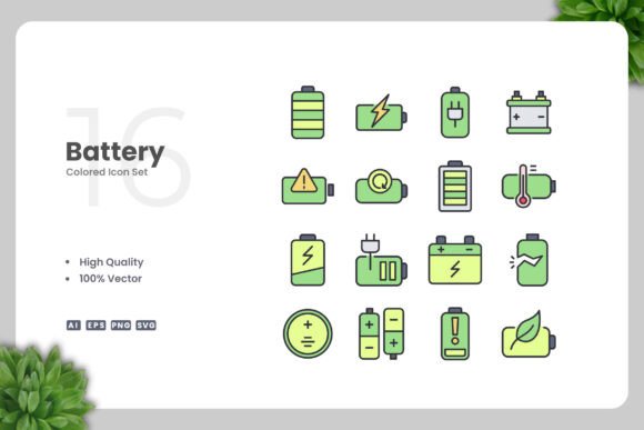 Battery Color Icons – Clean Graphics for Modern Web and Print