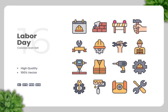 Branding Boost with Labor Day Colored Icons