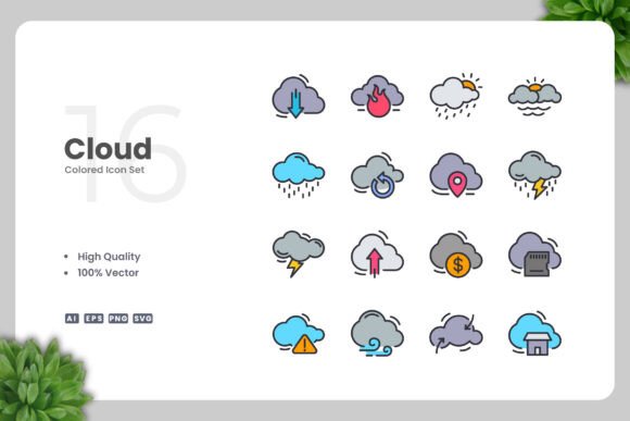 Cloud Color Icons: A Modern Graphic Design Asset for Branding