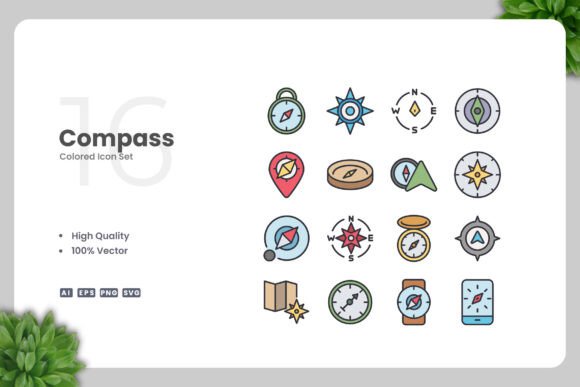Compass Color Icons Graphics