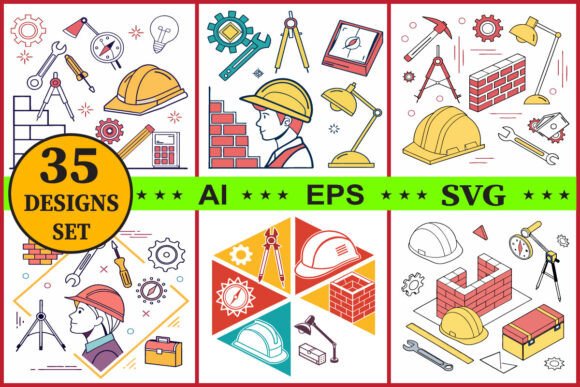 Construction Tools Vector Icons Set for Crafters