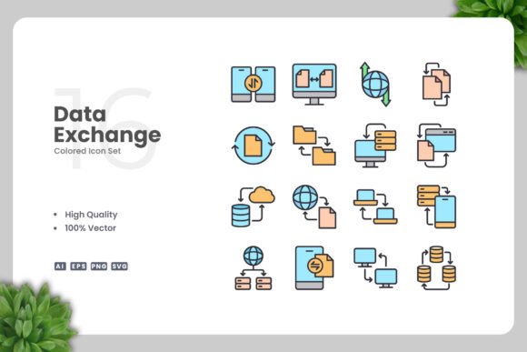 Data Exchange Color Icons Graphics