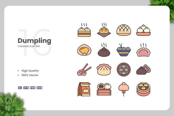Dumpling Colored Icons for Modern Branding