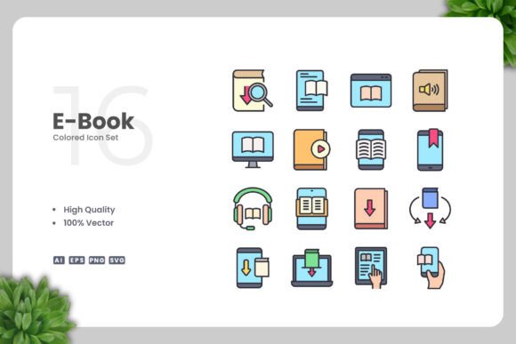 E-Book Colored Icons Graphics