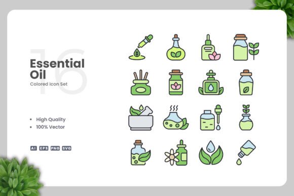 Essential Oil Color Icons Graphics