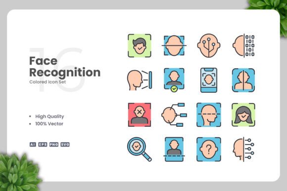 Face Recognition Color Icons