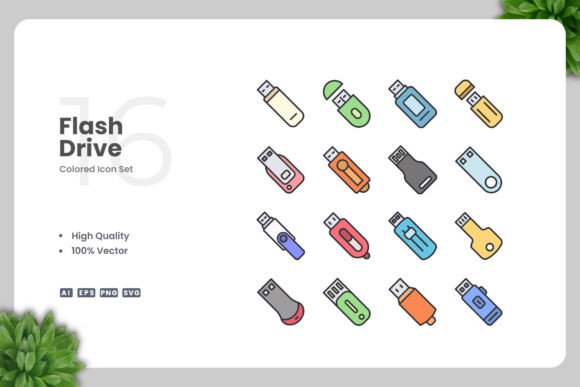 Flash Drive Color Icons