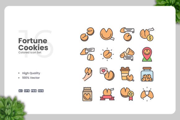 Fortune Cookies Color Icons Graphics