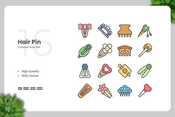 Hair Pin Colored Icons Graphics