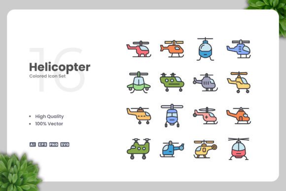 Helicopter Colored Icons Graphics