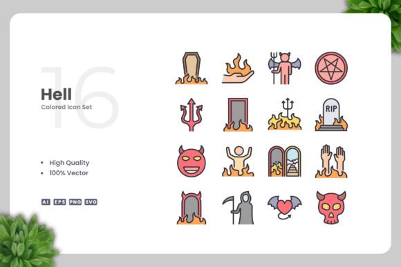 Hell Colored Icons Graphics