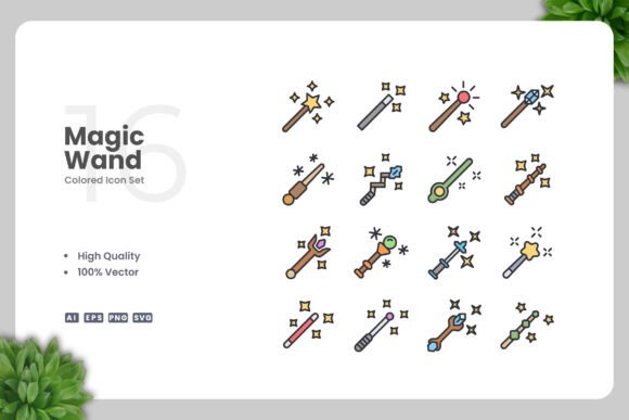 Magic Wand Colored Icons Graphics