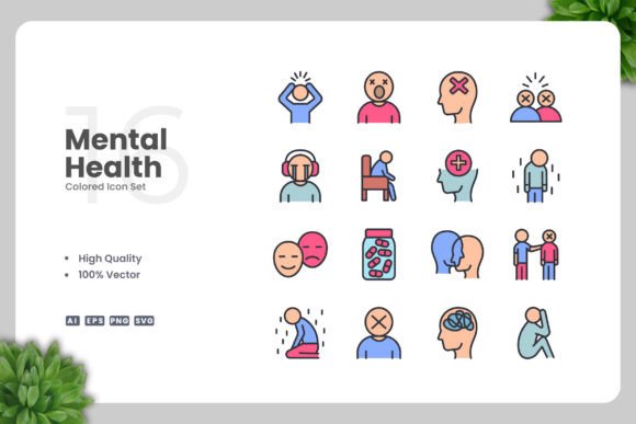 Mental Health Color Icons Graphics