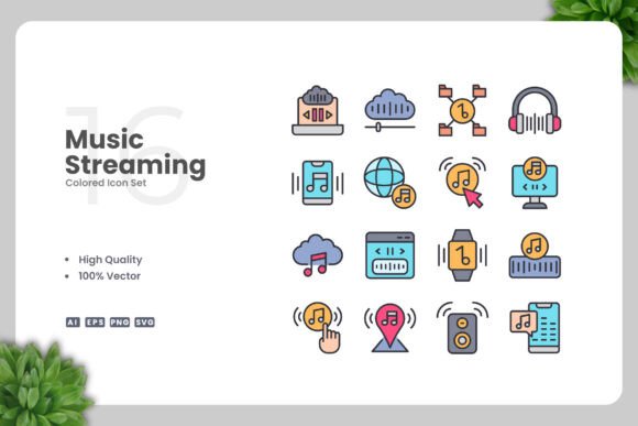 Music Streaming Colored Icons Graphics