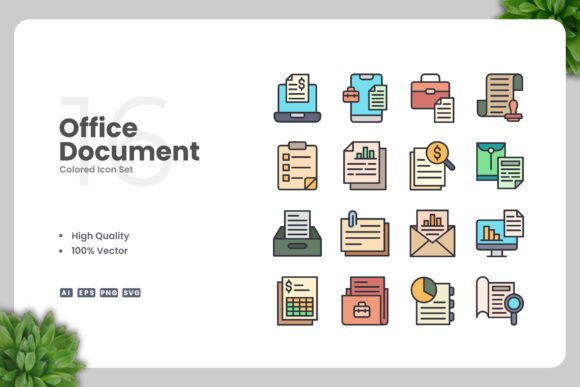 Office Document Colored Icons Graphics