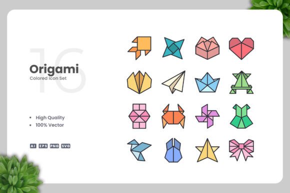 Origami Colored Icons: A Graphic Design Asset for Modern Content