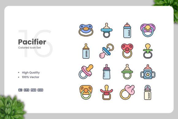 Pacifier Colored Icons Graphics