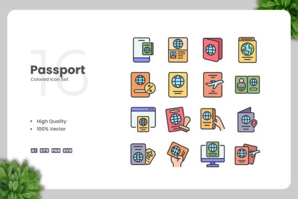 Passport Colored Icons Graphics