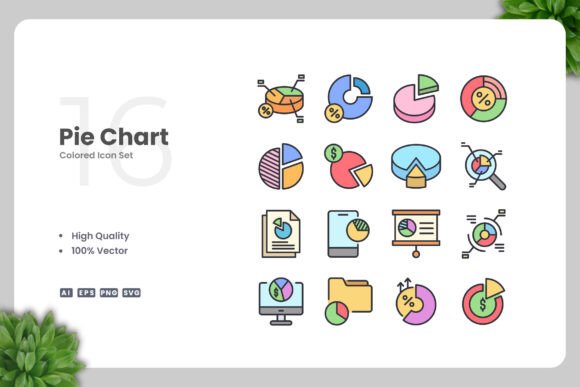 Pie Chart Colored Icons Graphics