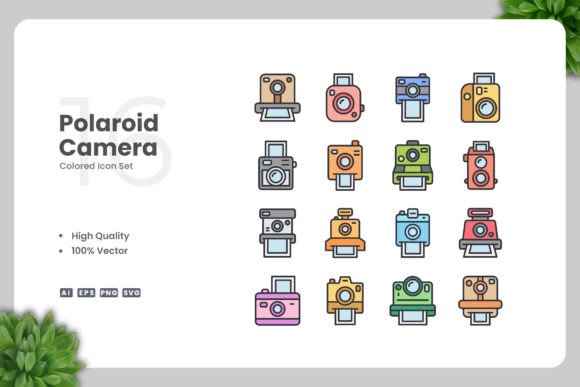 Polaroid Camera Colored Icons for Modern Branding