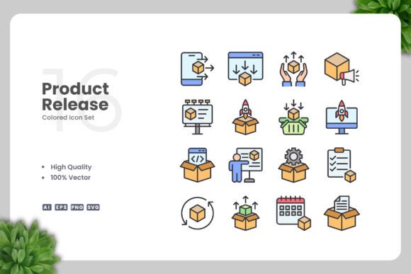 Product Release Colored Icons for Modern Branding