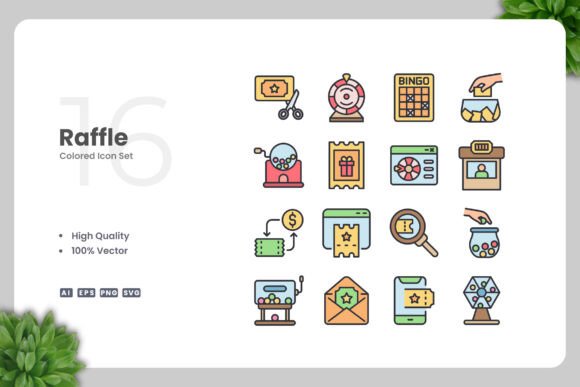 Raffle Colored Icons Graphics