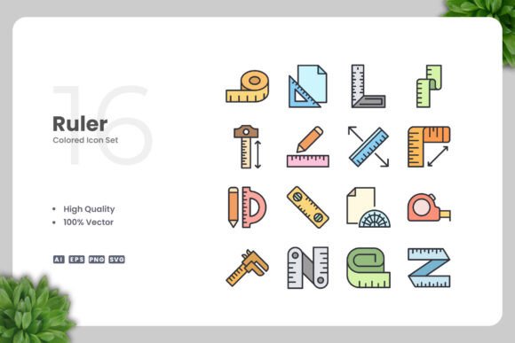 Ruler Colored Icons Graphics