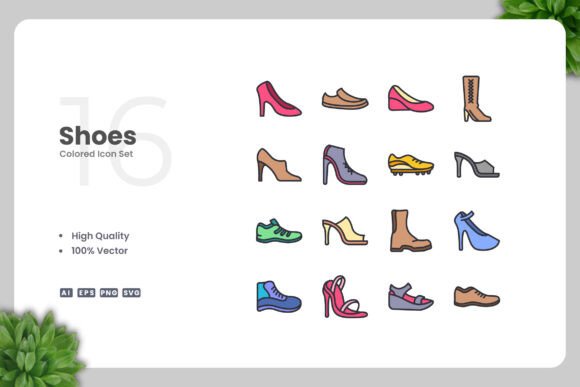 Shoes Color Icons Graphics for Modern Branding