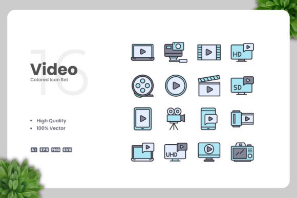 Video Color Icons Graphics for Crafting